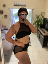Load image into Gallery viewer, Black Fishnet/Mesh Two-Piece Swim
