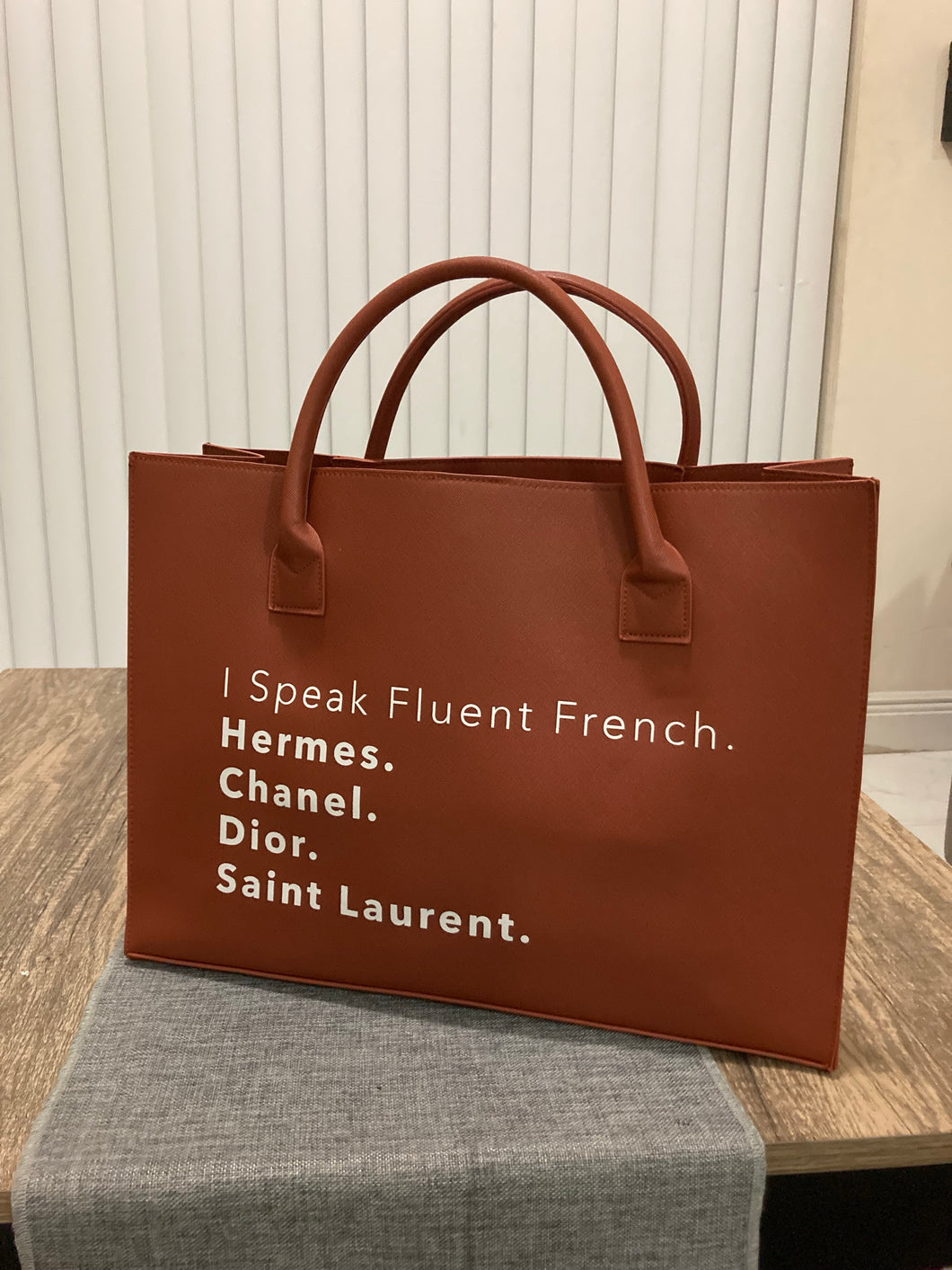 I Speak Fluent French Luxe Tote Bag - Cognac