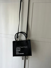 Load image into Gallery viewer, I Speak Fluent French vegan leather black mini crossbody tote bag
