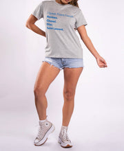 Load image into Gallery viewer, I Speak Fluent French gray luxe tshirt - Blue lettering
