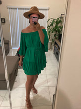 Load image into Gallery viewer, Esmeralda Off-The-Shoulder Green Ruffle Dress
