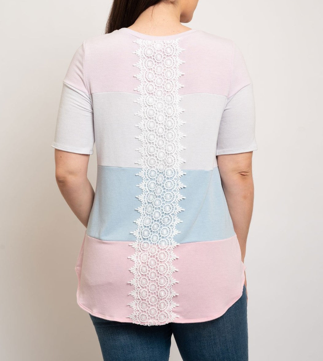 Pastel Rainbow Crochet Back Top (curvy size)