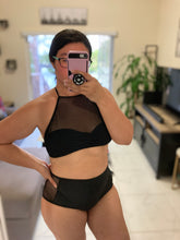 Load image into Gallery viewer, Black Fishnet/Mesh Two-Piece Swim
