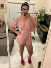 Load image into Gallery viewer, Romantic Pink Lace Romper (on sale!)
