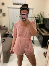 Load image into Gallery viewer, Romantic Pink Lace Romper (on sale!)
