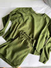 Load image into Gallery viewer, Army Green French Terry Top and Shorts Set
